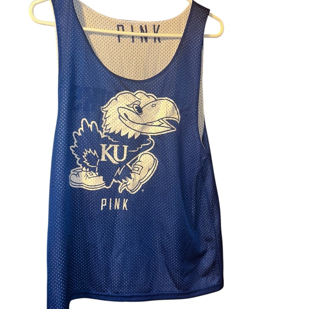 Victoria Secret pink Kansas Jayhawks reversible jersey blue white Medium/Large